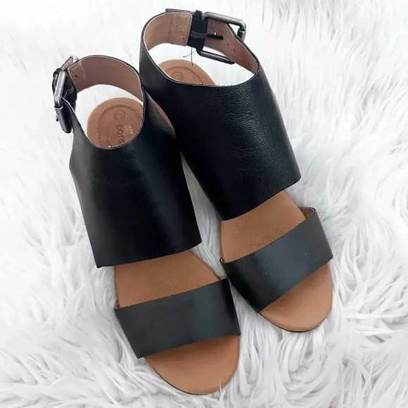 CORSO COMO | Black Leather Sandals Ankle Boot Style Heel Strap | Size 9 - Picture 2 of 9